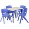 Emma and Oliver 21.875"W x 26.625"L Rectangular Plastic Height Adjustable Activity Table Set with 4 Chairs